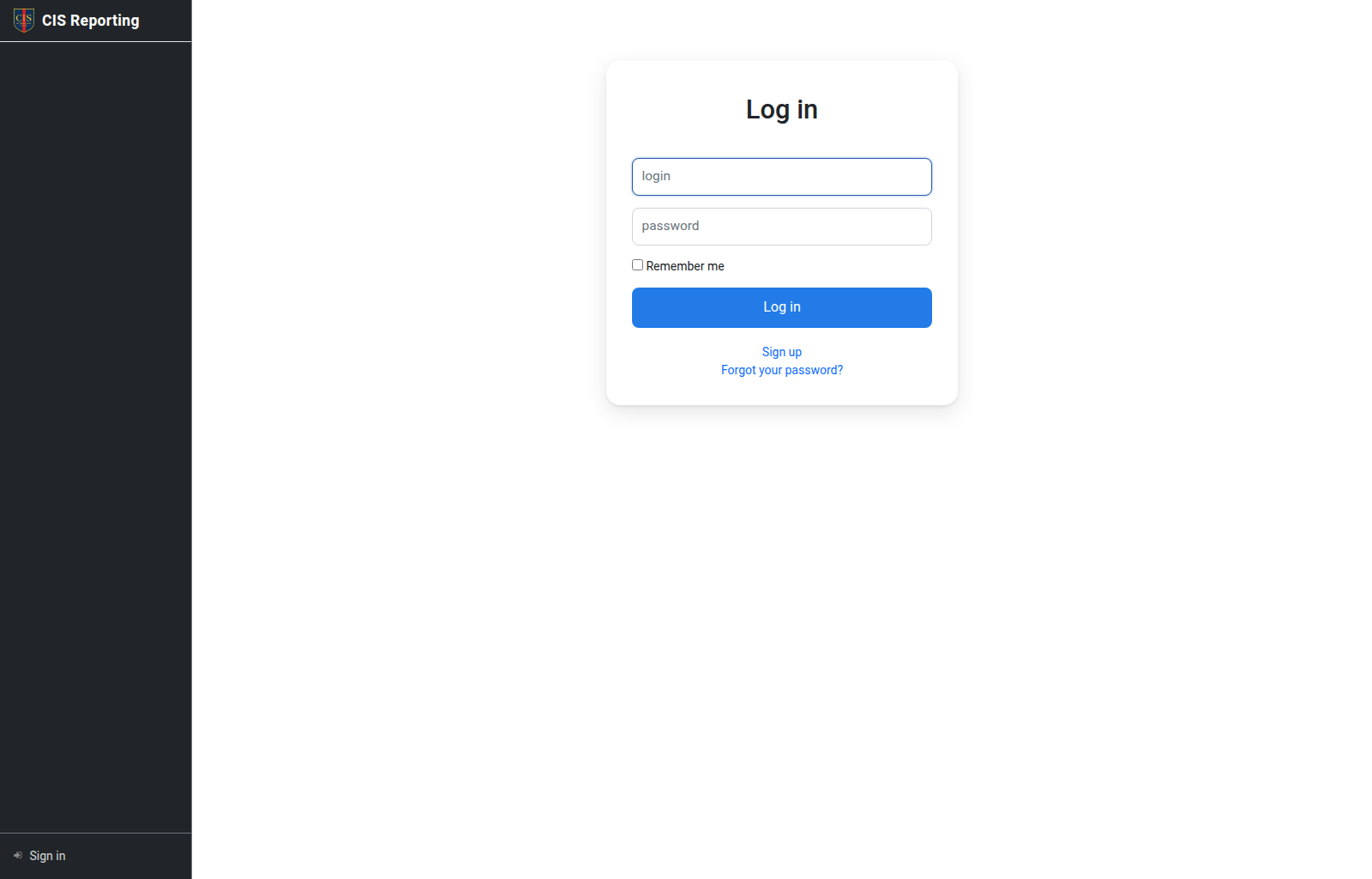 Sign-in screen